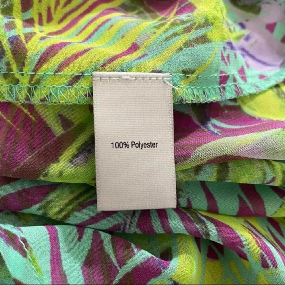 Jennifer‎ Lopez Green Blouse Top Shirt Could Shoulder Tropical Floral Sz S